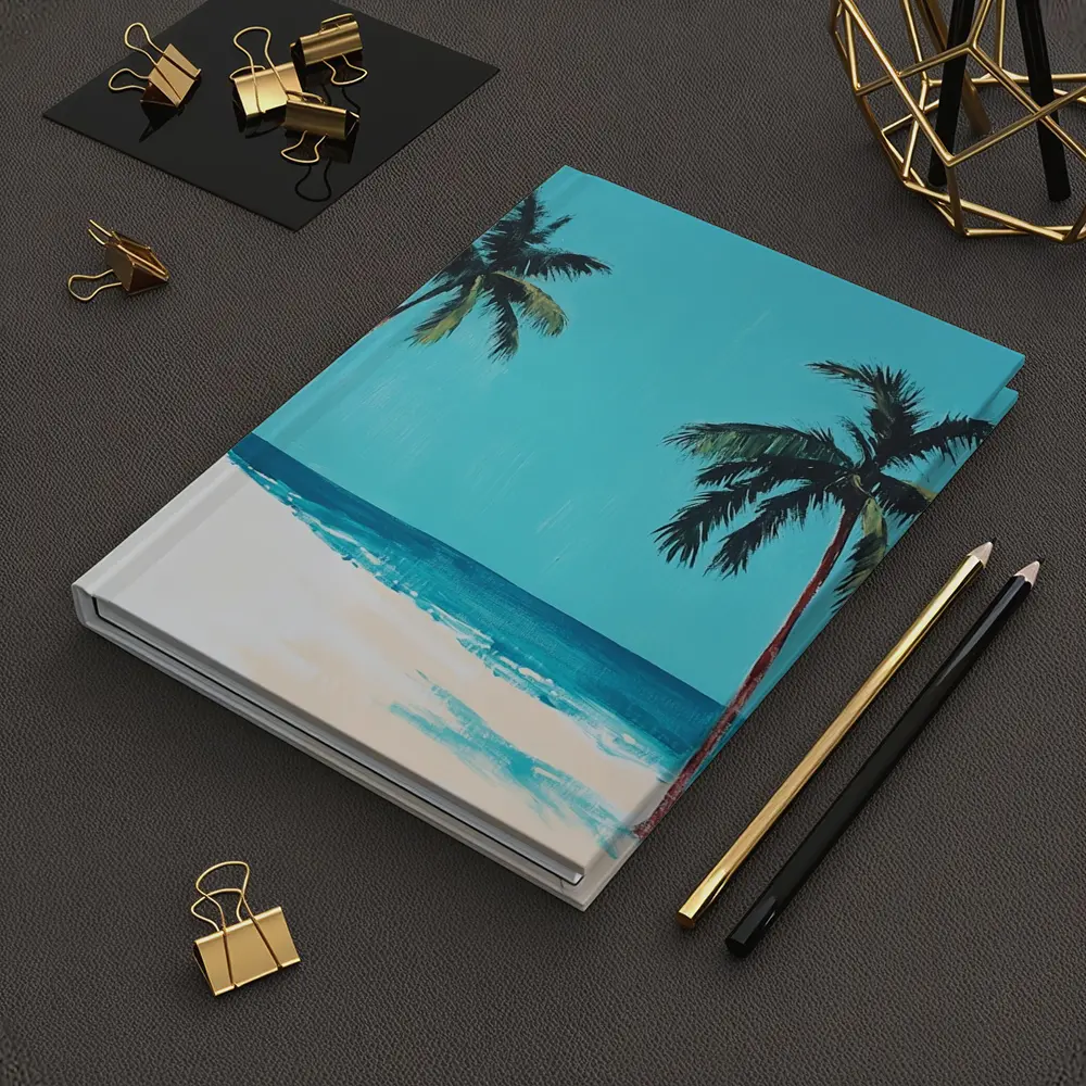 Two Palm Trees Tropical Beach Painting – Notebooks