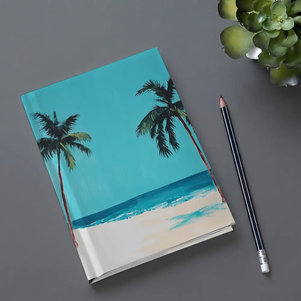 Two Palm Trees Tropical Beach Painting – Notebooks