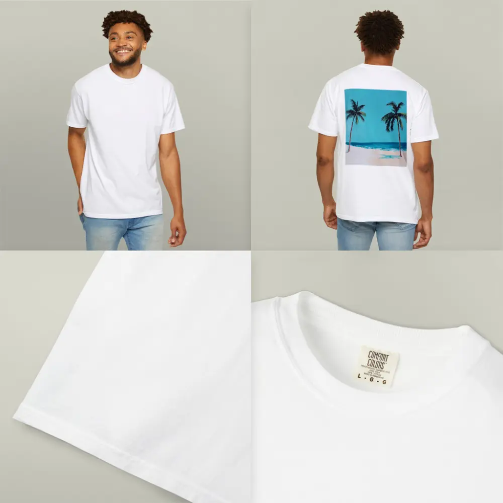 Two Palm Trees Tropical Beach Painting – T-Shirts