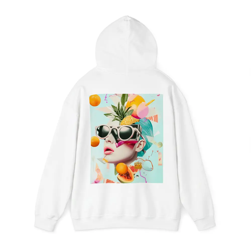Pop Art Woman Sunglasses Tropical Fruits Collage – Hoodies