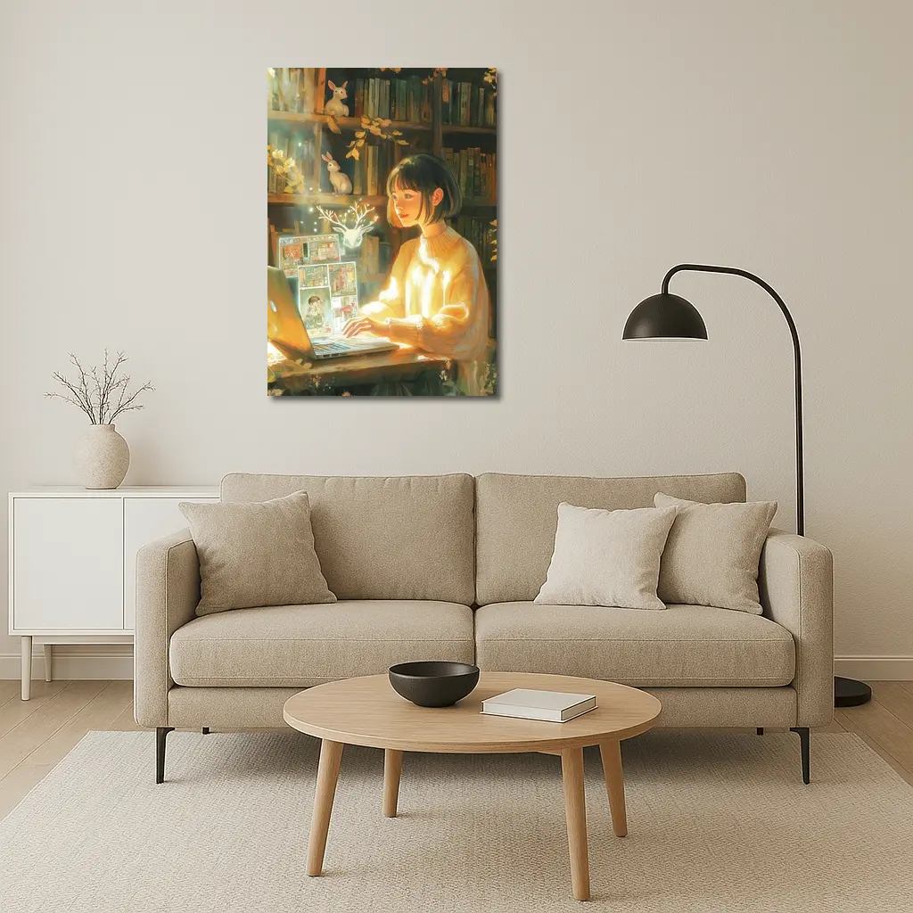 Anime Girl Reading Books Magical Forest – Wall Art