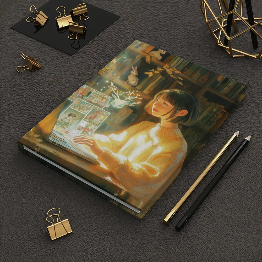 Anime Girl Reading Books Magical Forest – Notebooks