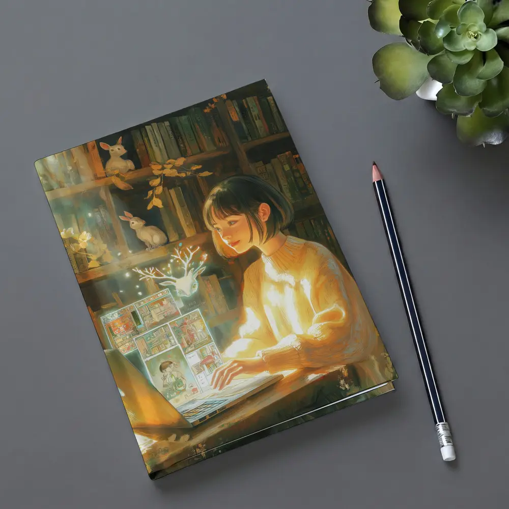 Anime Girl Reading Books Magical Forest – Notebooks
