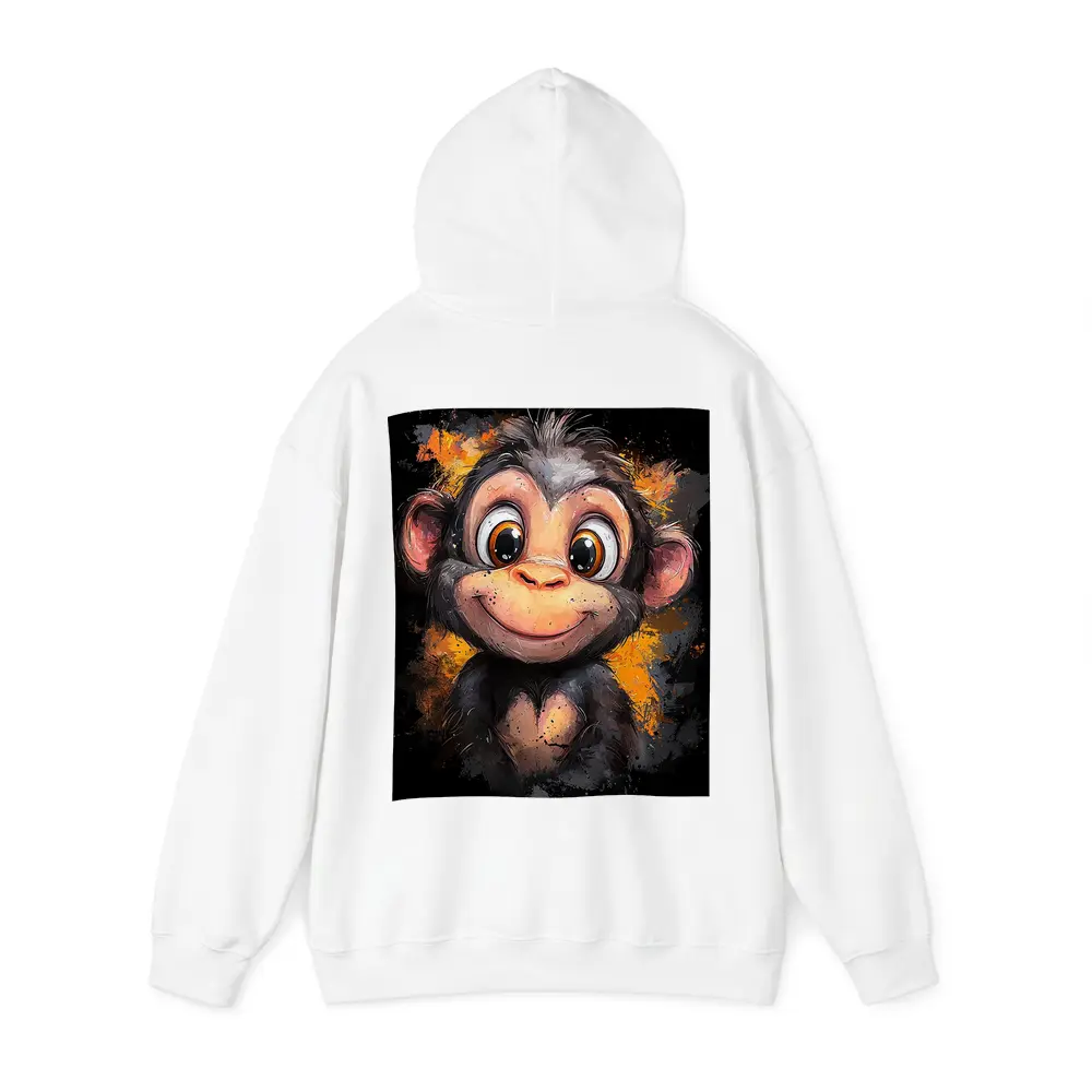 Cute Baby Monkey Cartoon Orange Splash Art – Hoodies