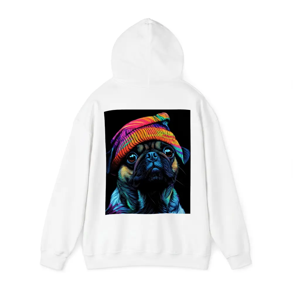 Colorful Pug Dog Wearing Rainbow Beanie Hat – Hoodies