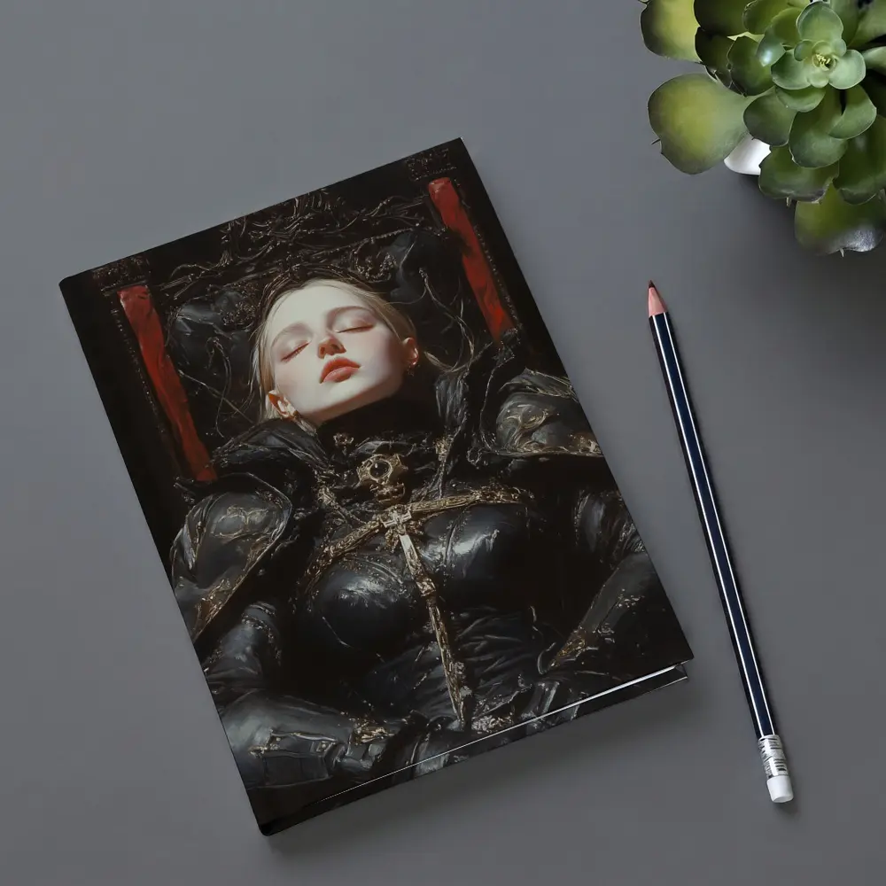 Dark Queen Armor Throne Fantasy Art – Notebooks