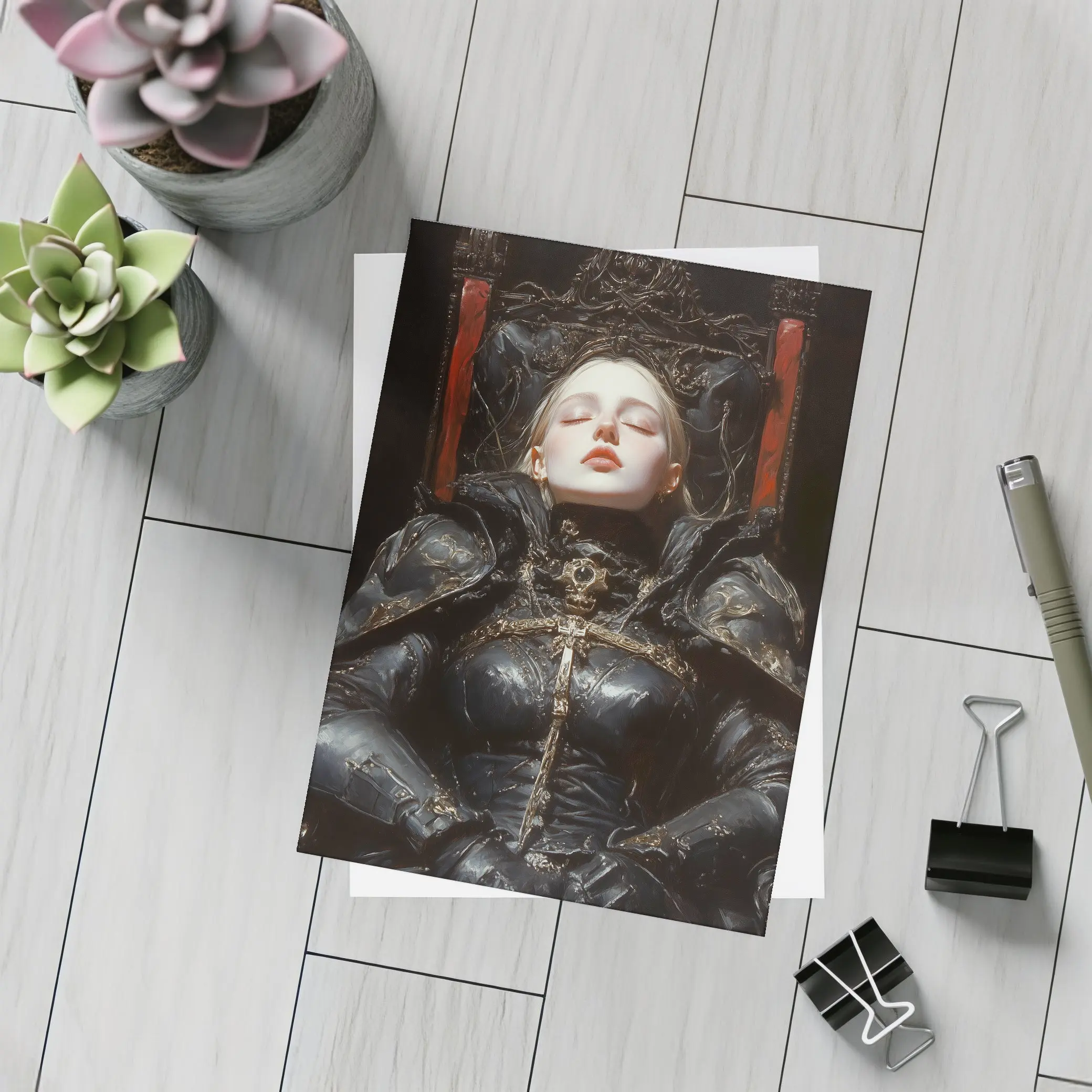 Dark Queen Armor Throne Fantasy Art – Postcards