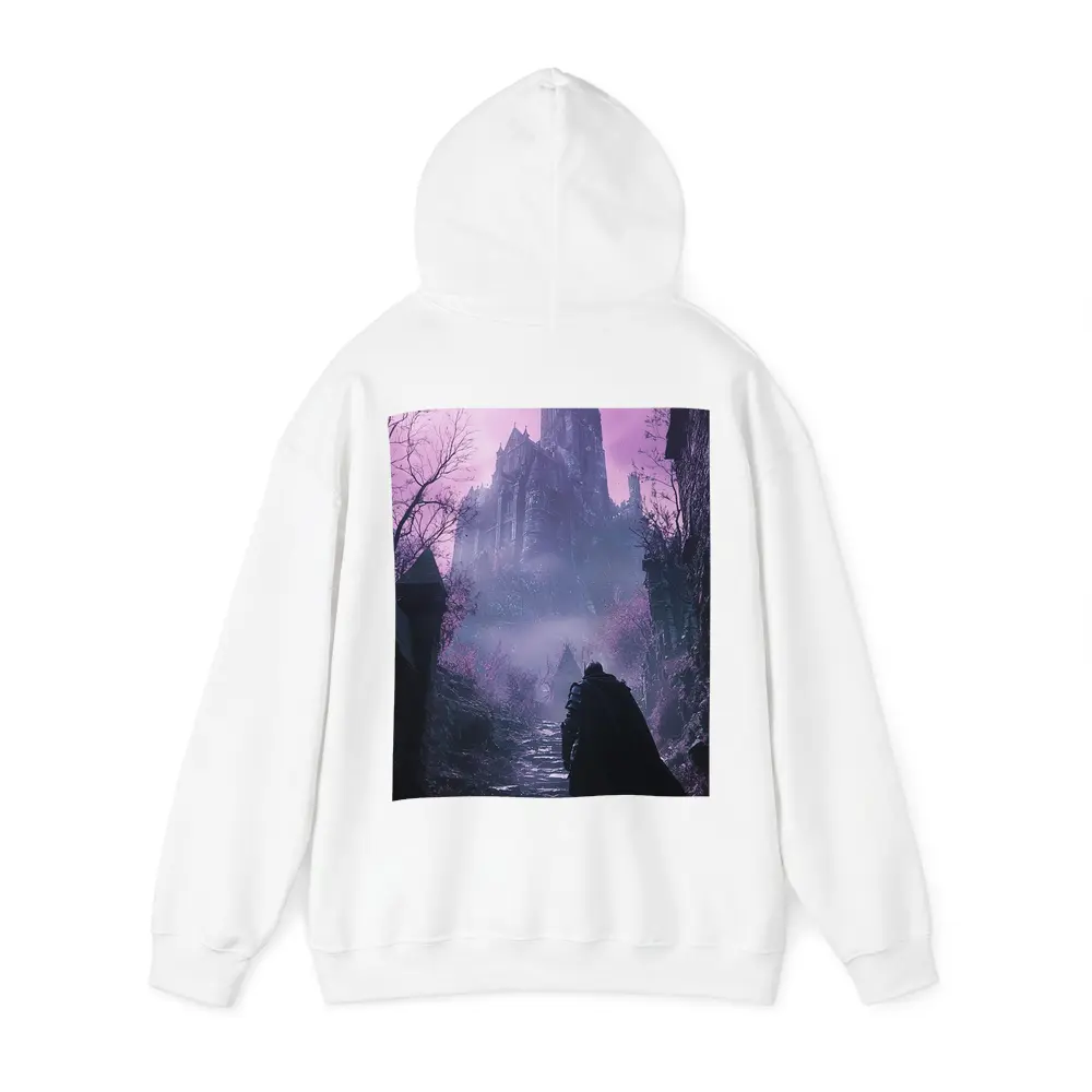 Dark Knight Approaching Gothic Castle Purple Mist – Hoodies