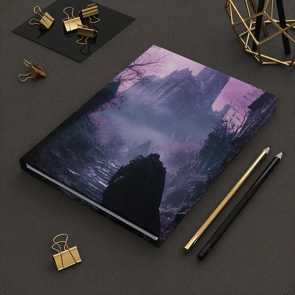 Dark Knight Approaching Gothic Castle Purple Mist – Notebooks