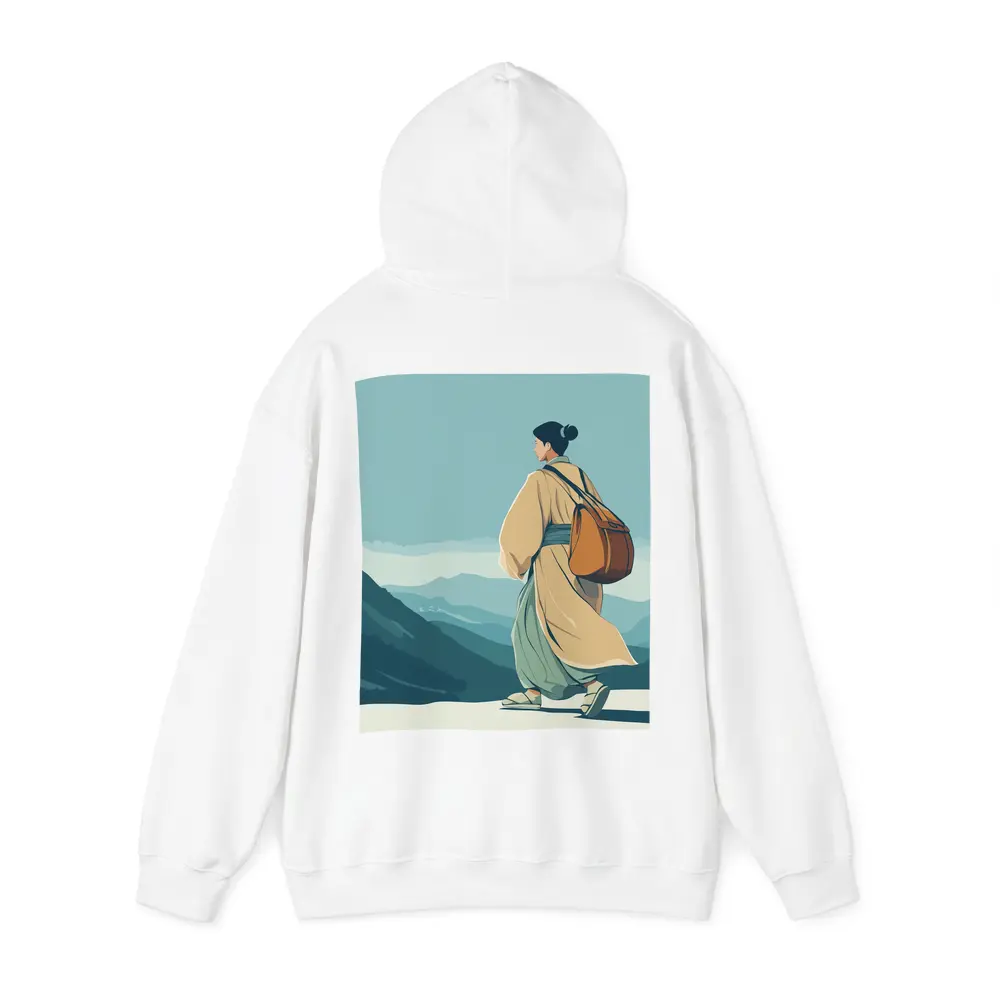 Japanese Woman Robes Walking Mountain Landscape – Hoodies