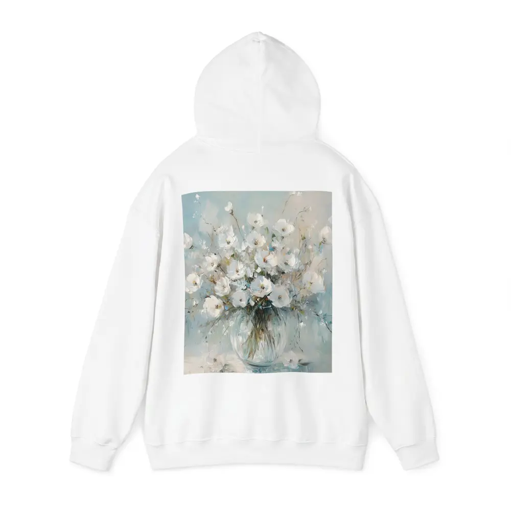 White Flowers Glass Vase Oil Painting – Hoodies