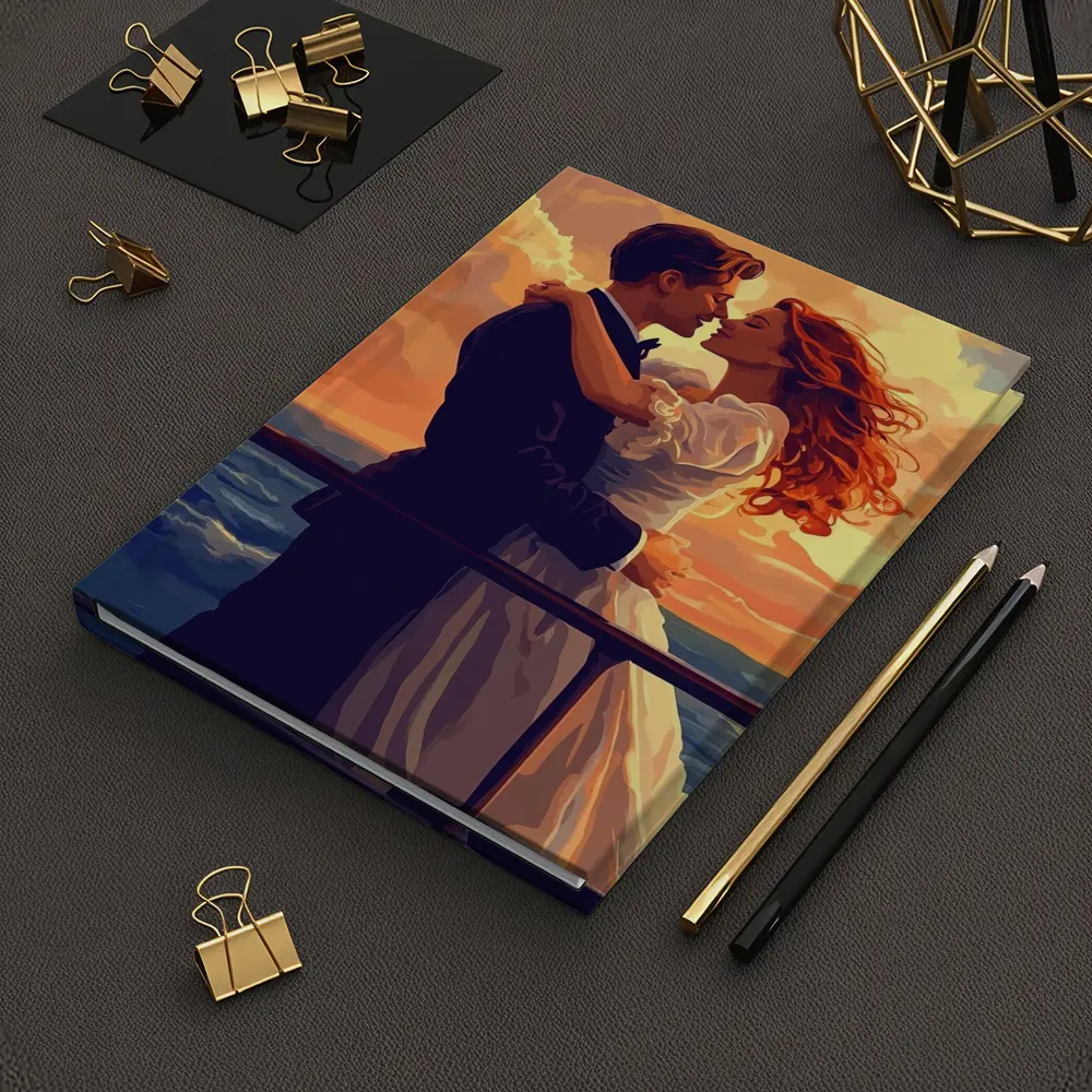 Romantic Couple Embracing at Ocean Sunset – Notebooks