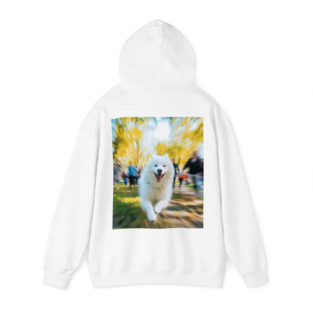 Samoyed Dog Running in Autumn Park – Hoodies
