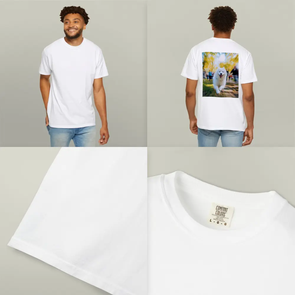 Samoyed Dog Running in Autumn Park – T-Shirts