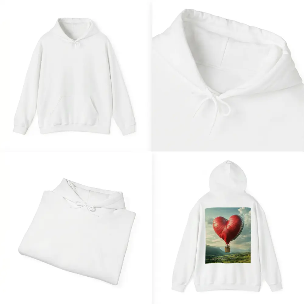 Heart Shaped Hot Air Balloon Green Valley – Hoodies