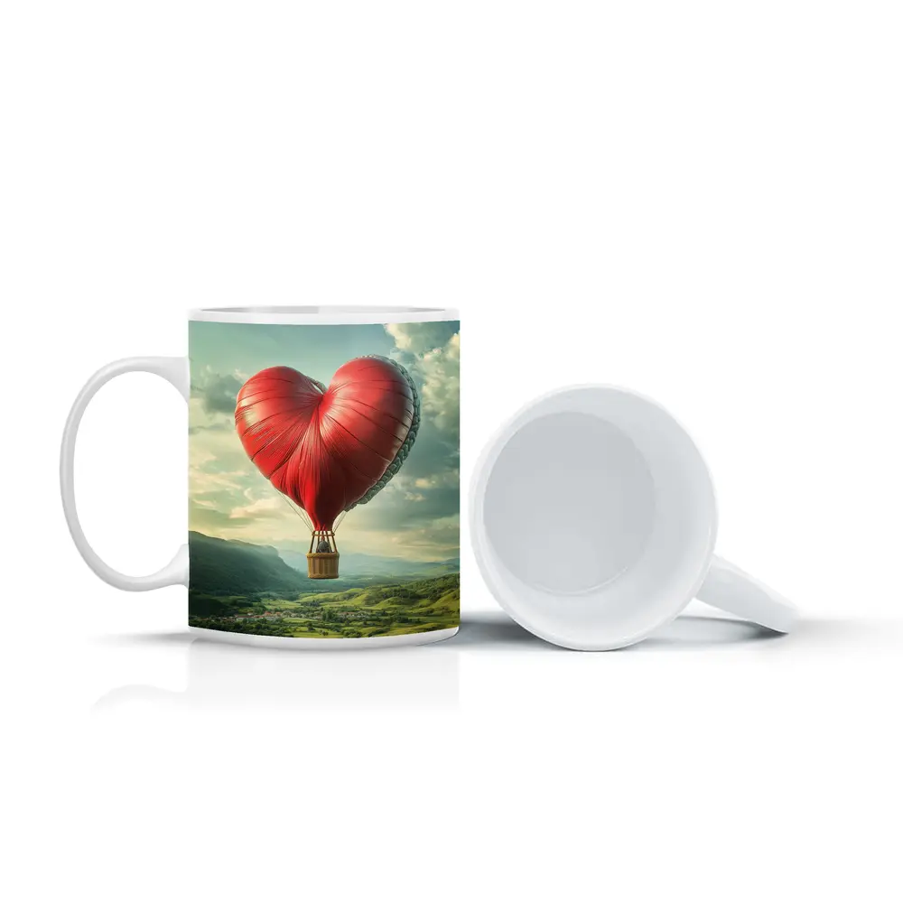 Heart Shaped Hot Air Balloon Green Valley – Mugs