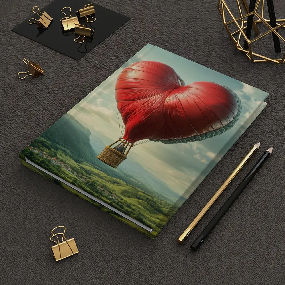 Heart Shaped Hot Air Balloon Green Valley – Notebooks