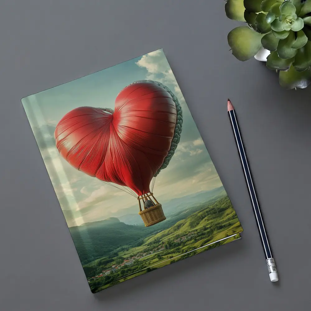 Heart Shaped Hot Air Balloon Green Valley – Notebooks