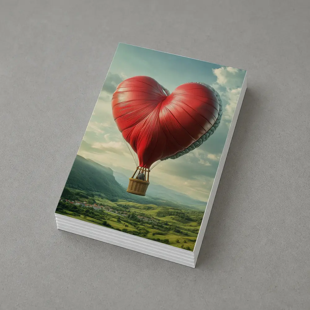Heart Shaped Hot Air Balloon Green Valley – Postcards