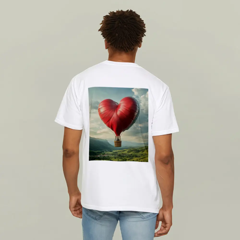 Heart Shaped Hot Air Balloon Green Valley – T-Shirts