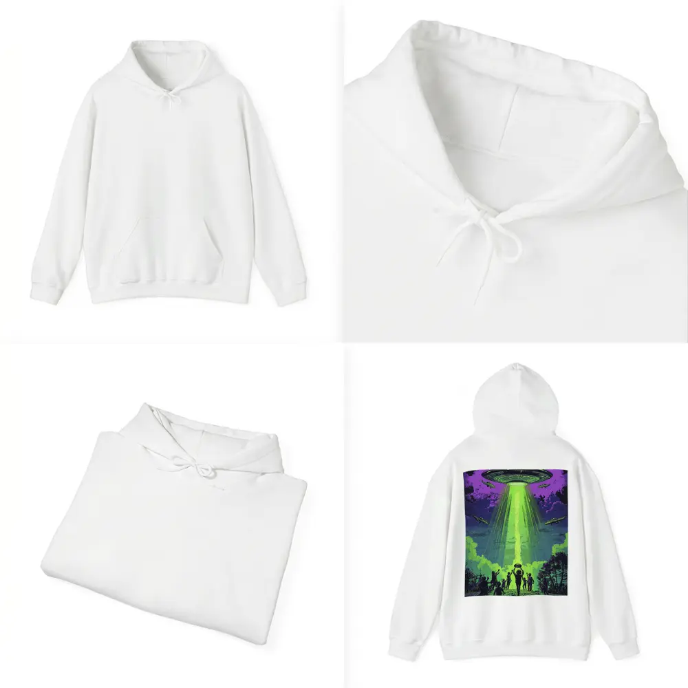 UFO Abduction Green Beam Night Sky – Hoodies