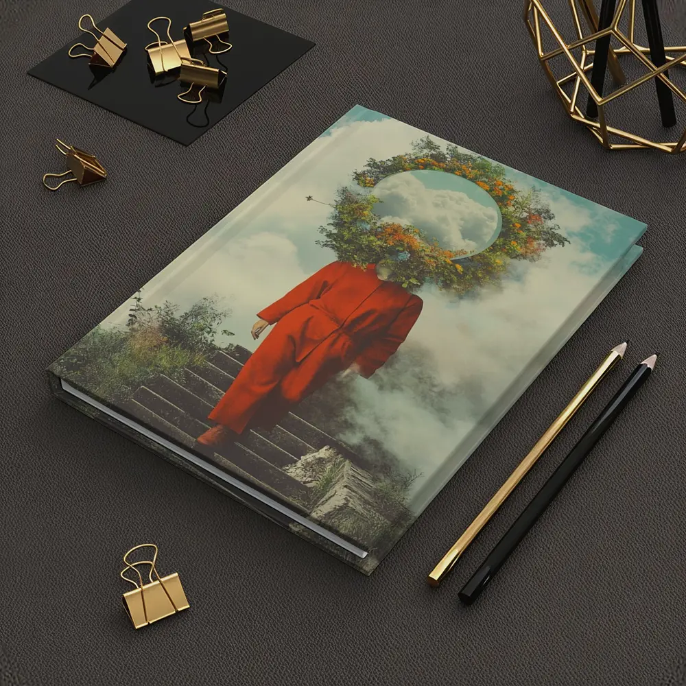 Surreal Figure Red Suit Floral Sky – Notebooks