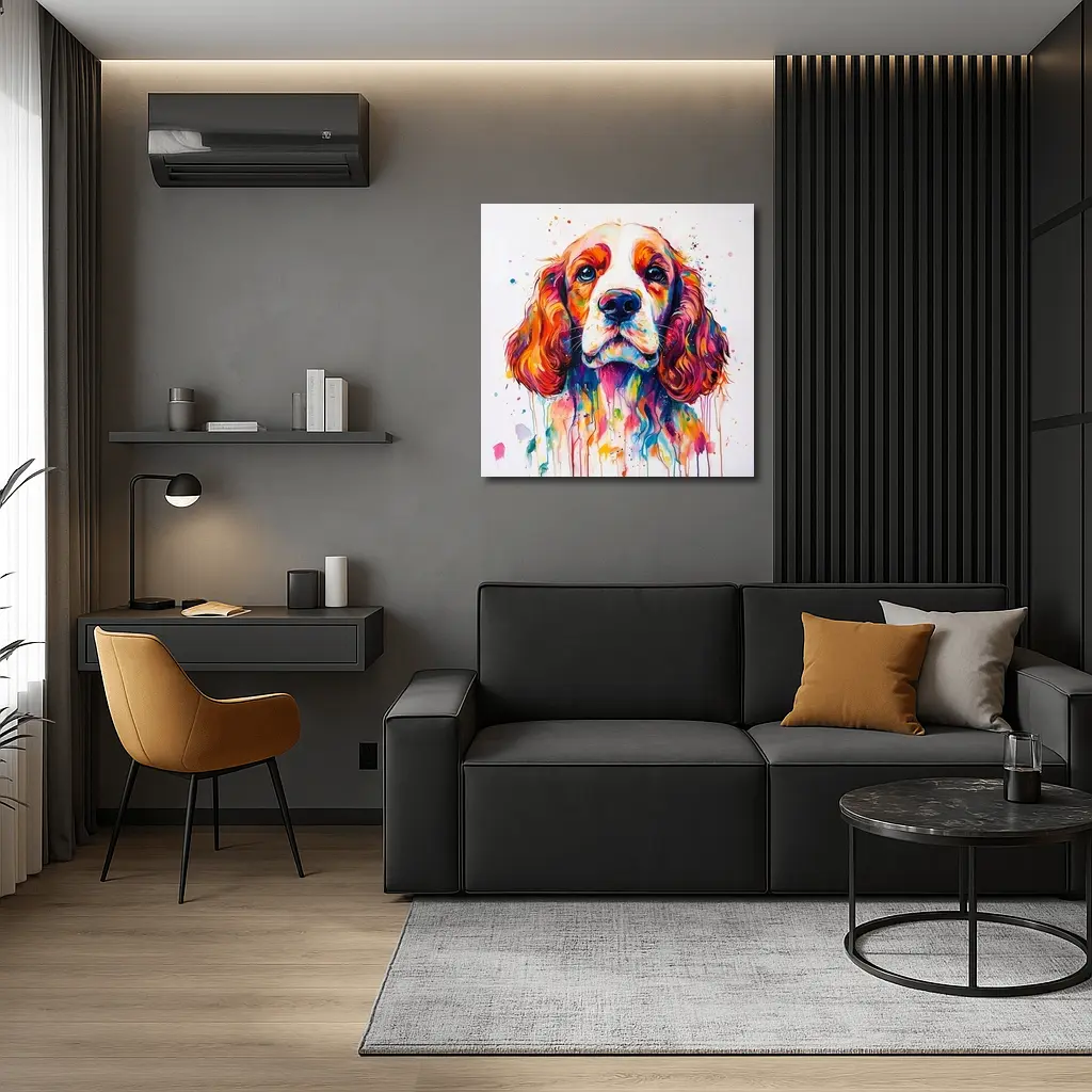 Colorful Cocker Spaniel Watercolor Paint Splash Art – Wall Art