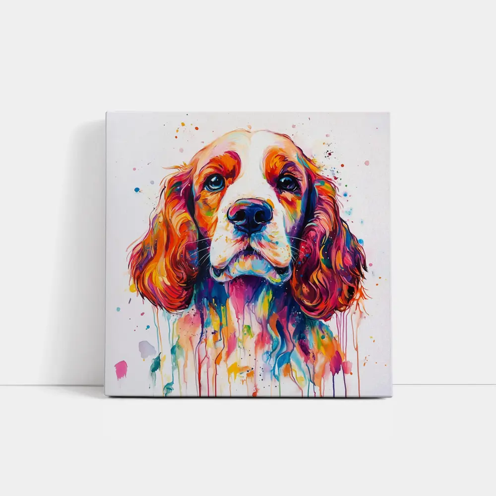Colorful Cocker Spaniel Watercolor Paint Splash Art – Wall Art