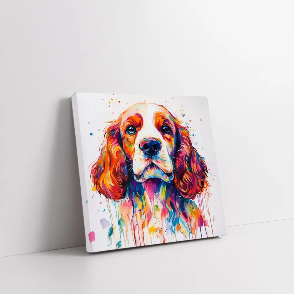 Colorful Cocker Spaniel Watercolor Paint Splash Art – Wall Art