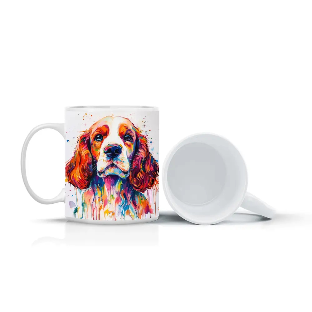 Colorful Cocker Spaniel Watercolor Paint Splash Art – Mugs