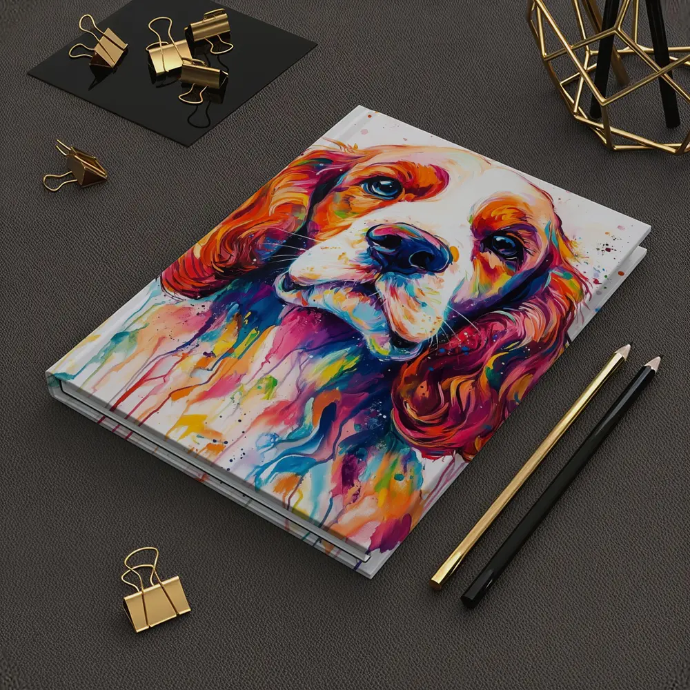Colorful Cocker Spaniel Watercolor Paint Splash Art – Notebooks