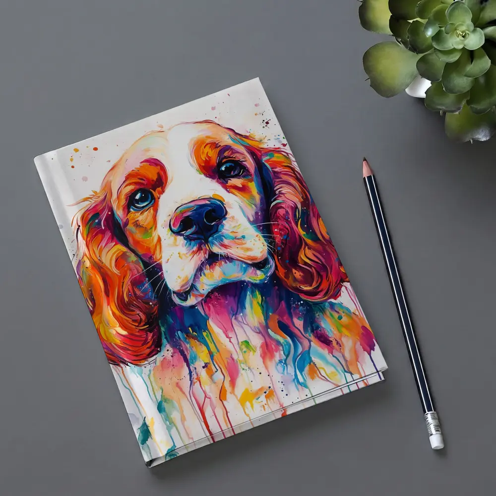 Colorful Cocker Spaniel Watercolor Paint Splash Art – Notebooks