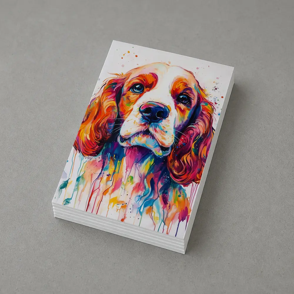 Colorful Cocker Spaniel Watercolor Paint Splash Art – Postcards