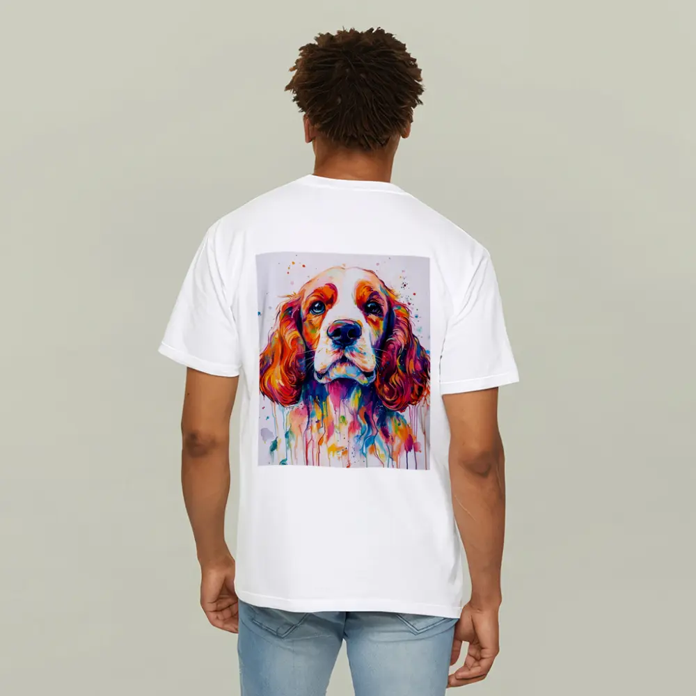 Colorful Cocker Spaniel Watercolor Paint Splash Art – T-Shirts