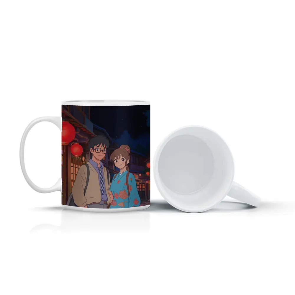 Anime Couple Night Street Red Lanterns – Mugs