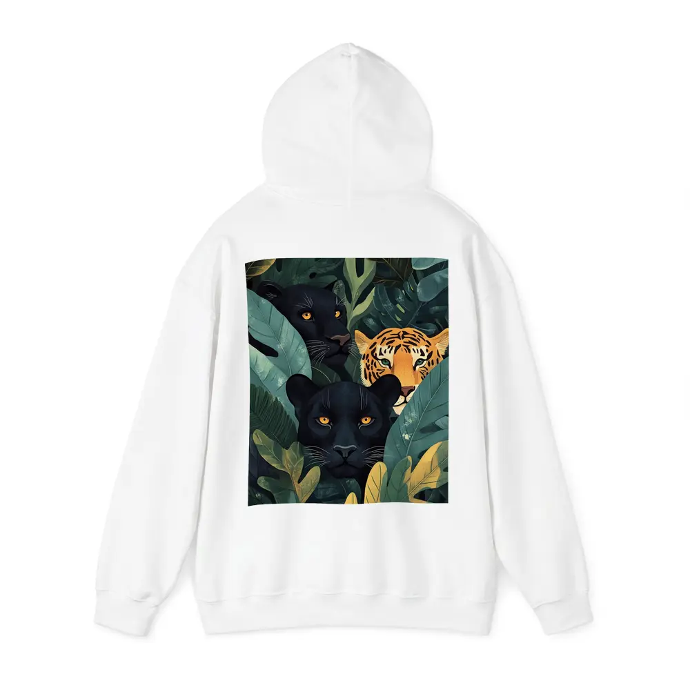 Black Panthers And Tiger In Jungle Leaves – Hoodies