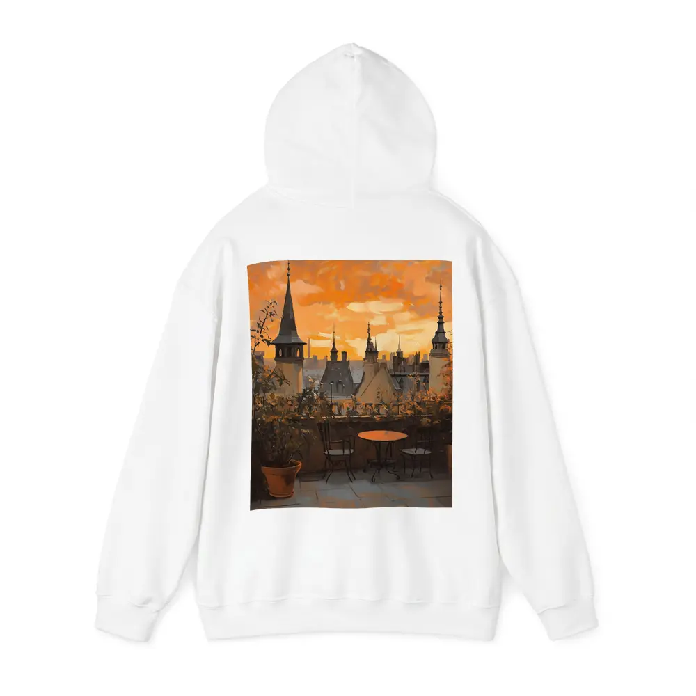 Paris Rooftop Terrace Golden Sunset Oil Painting – Hoodies