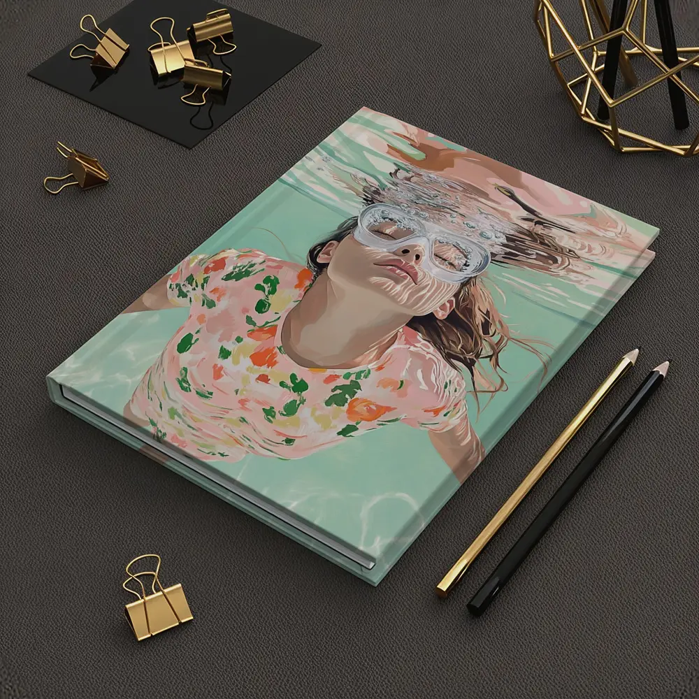 Girl Swimming Underwater Floral Shirt Pool – Notebooks