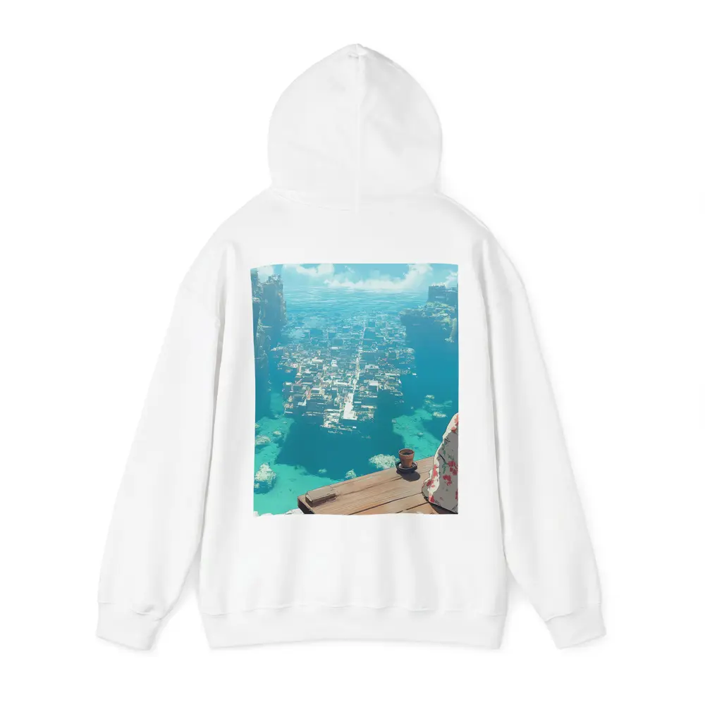 Anime Girl Kimono Cliffside Ocean City View – Hoodies