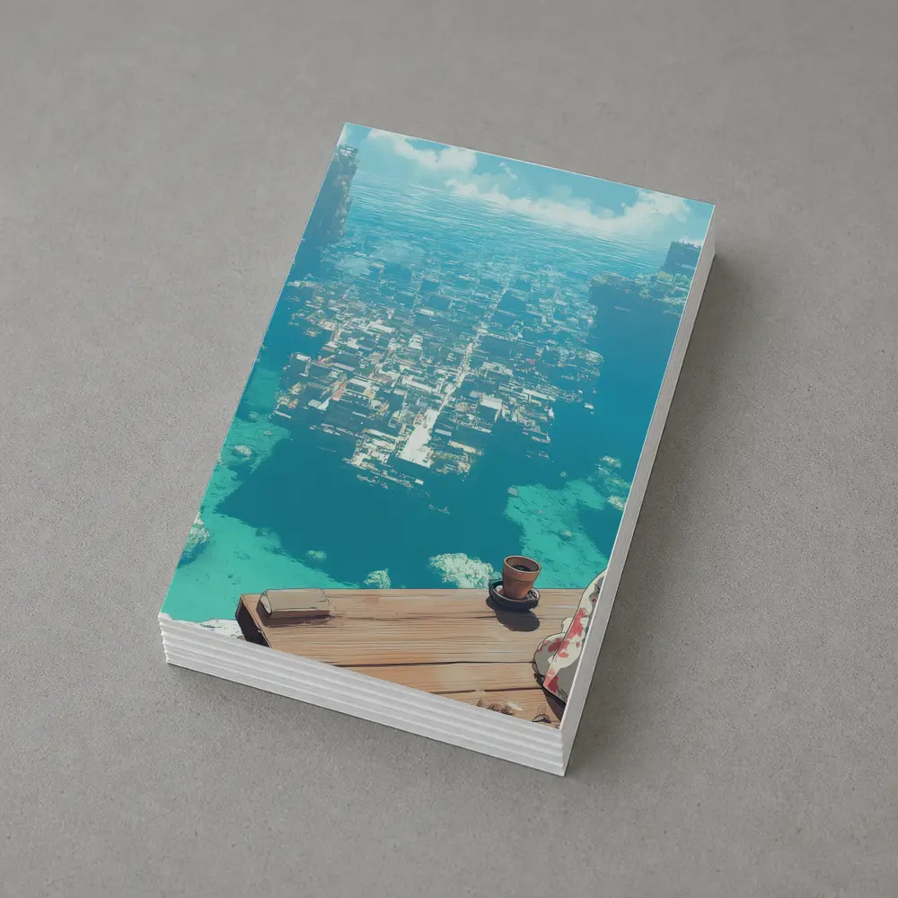 Anime Girl Kimono Cliffside Ocean City View – Postcards