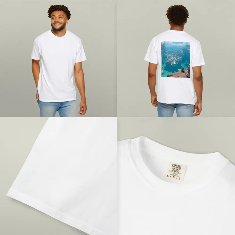 Anime Girl Kimono Cliffside Ocean City View – T-Shirts