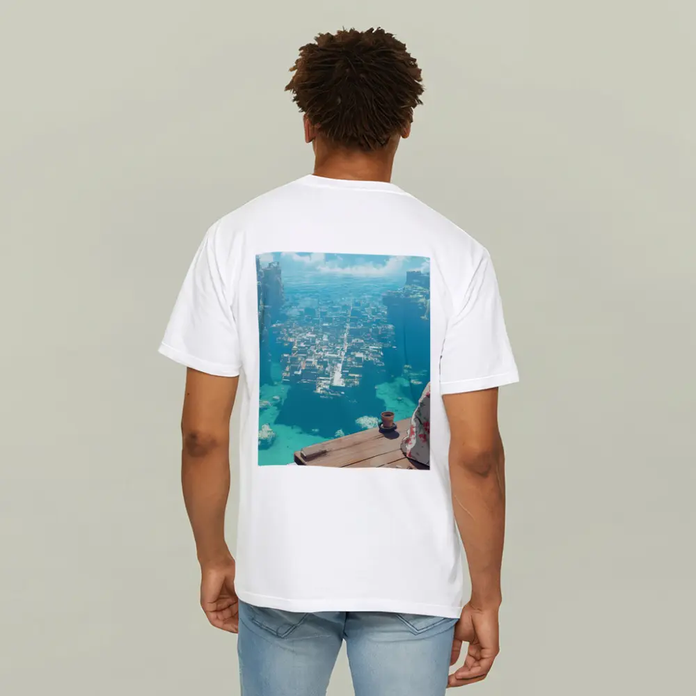 Anime Girl Kimono Cliffside Ocean City View – T-Shirts