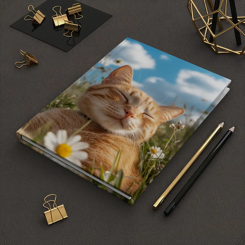 Orange Tabby Cat Resting In Daisy Field – Notebooks