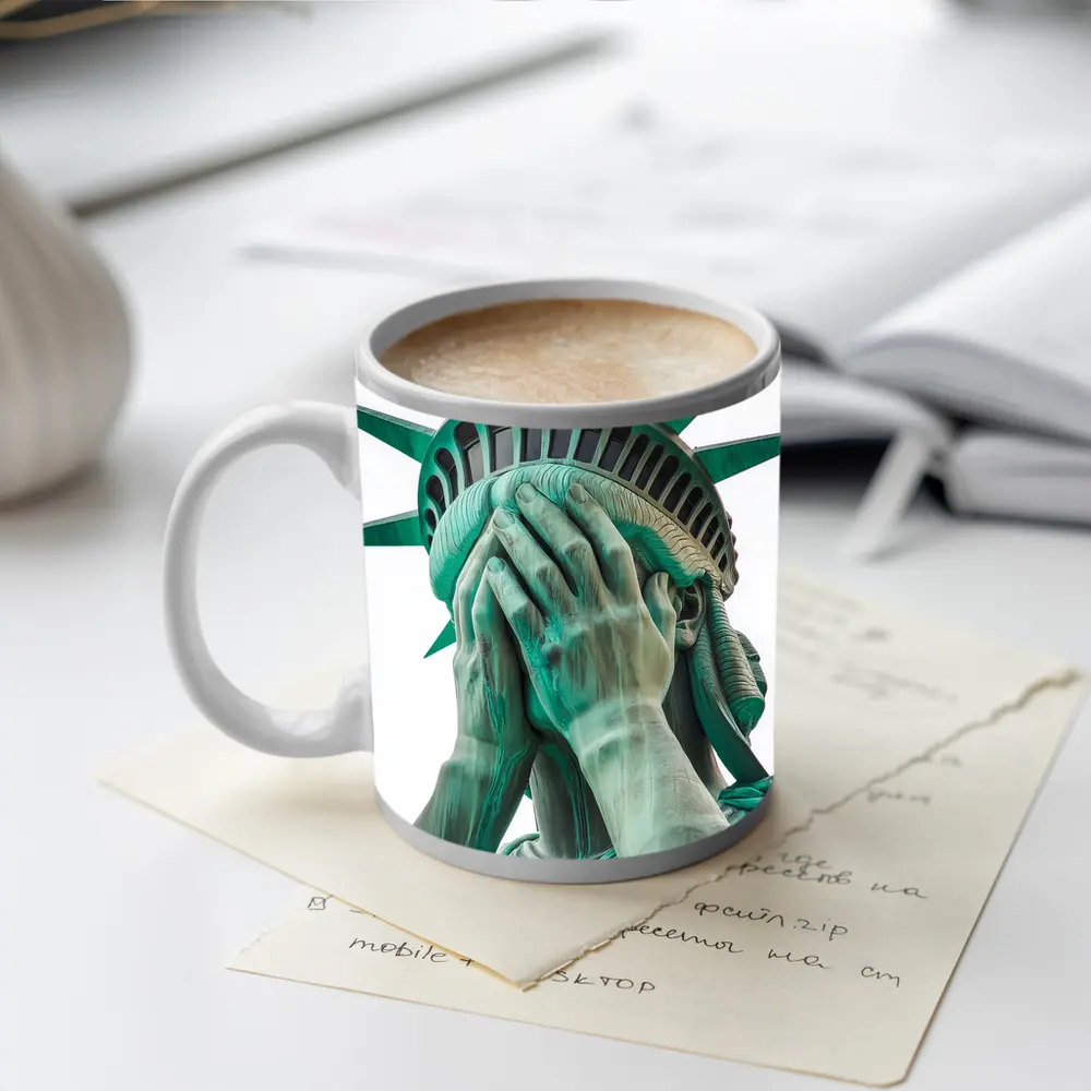 Statue of Liberty Facepalm Funny Political Art – Mugs