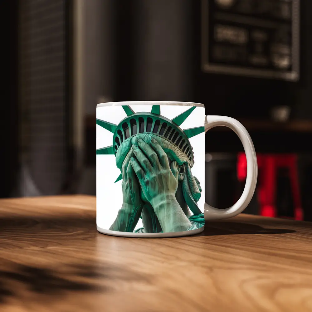 Statue of Liberty Facepalm Funny Political Art – Mugs