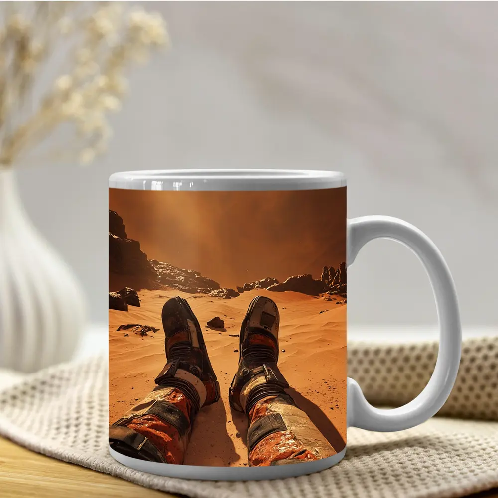 Astronaut Resting On Mars Desert Surface – Mugs