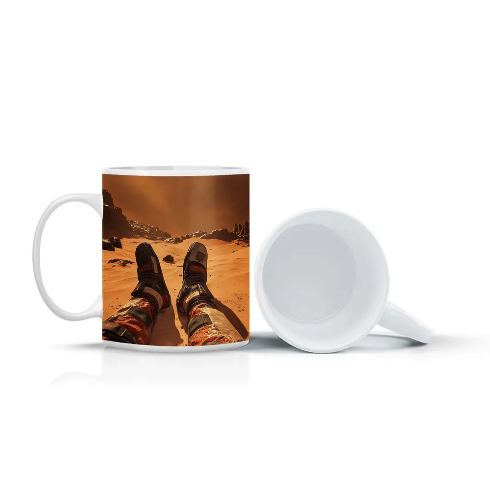 Astronaut Resting On Mars Desert Surface – Mugs