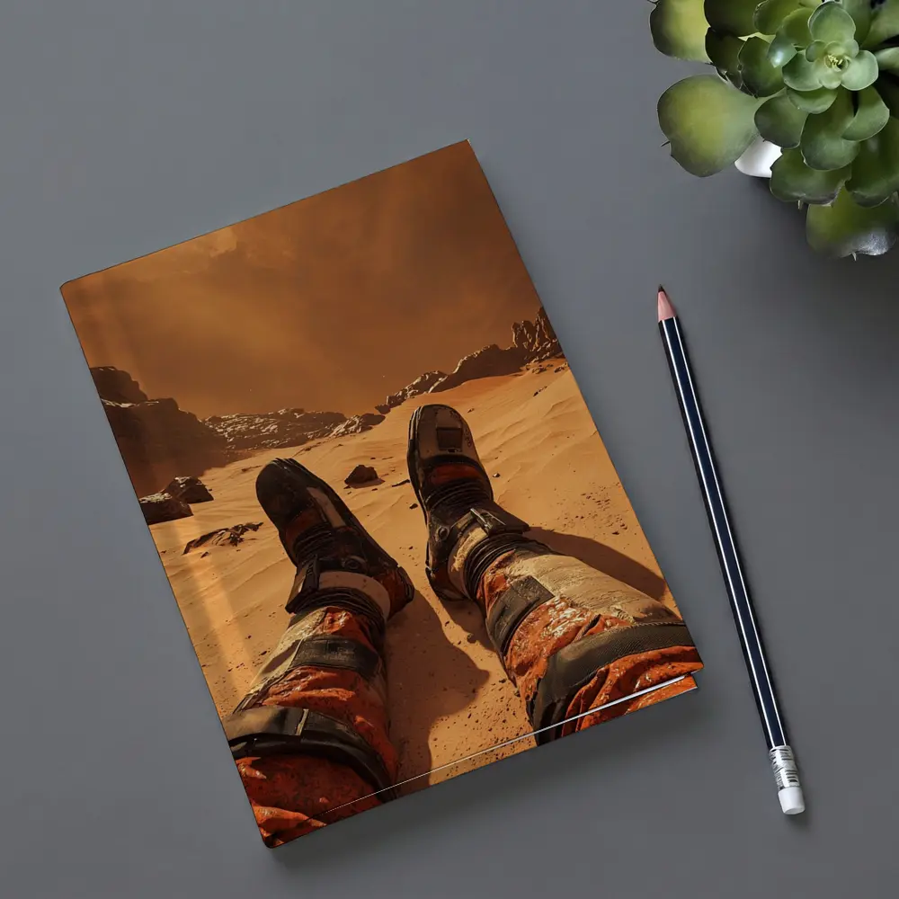 Astronaut Resting On Mars Desert Surface – Notebooks
