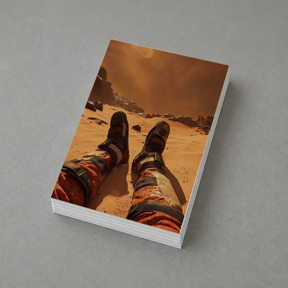 Astronaut Resting On Mars Desert Surface – Postcards