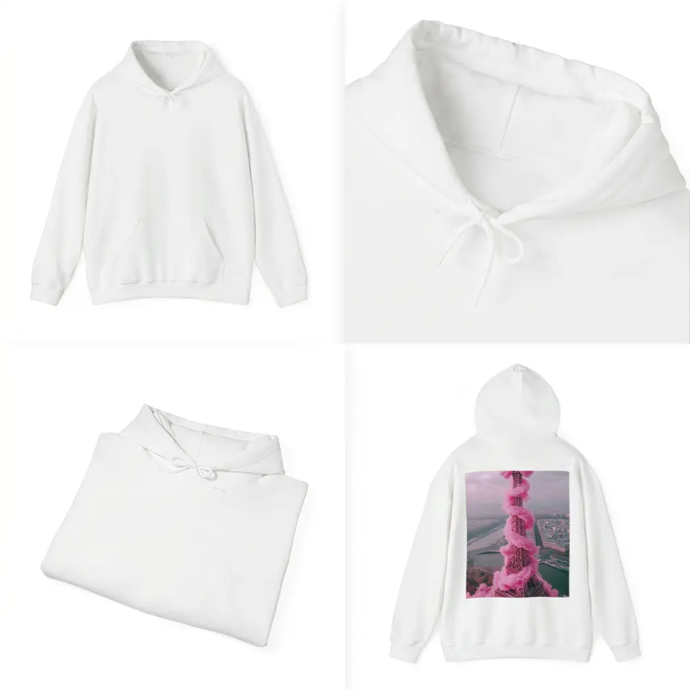 Pink Eiffel Tower Paris Bow Cloud Art – Hoodies